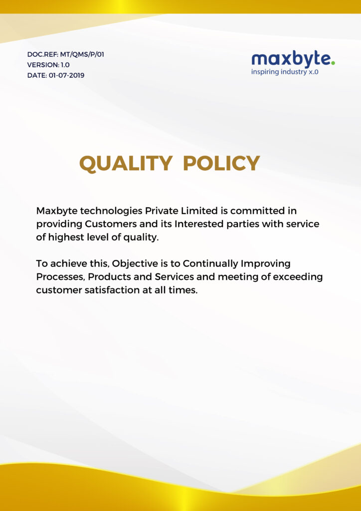 Maxbyte Certified on Quality Policy - QMS